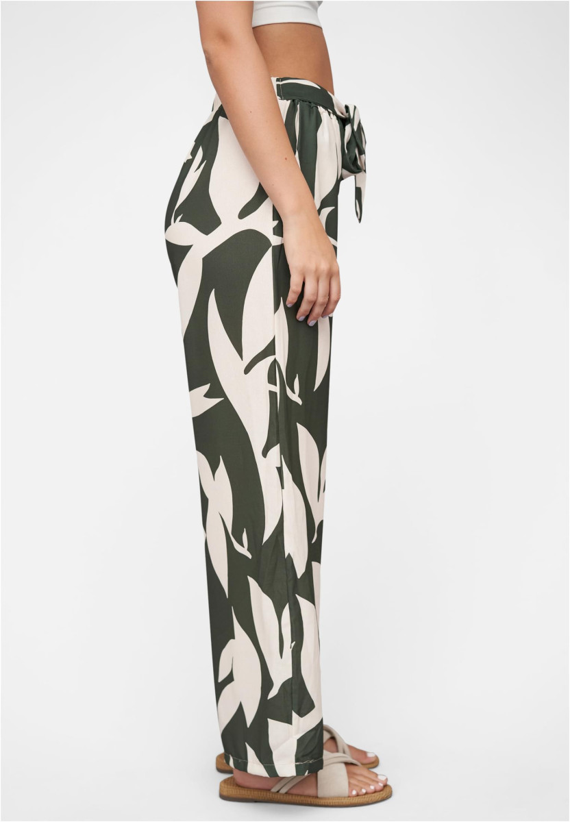 Pants with floral aop and tie belt