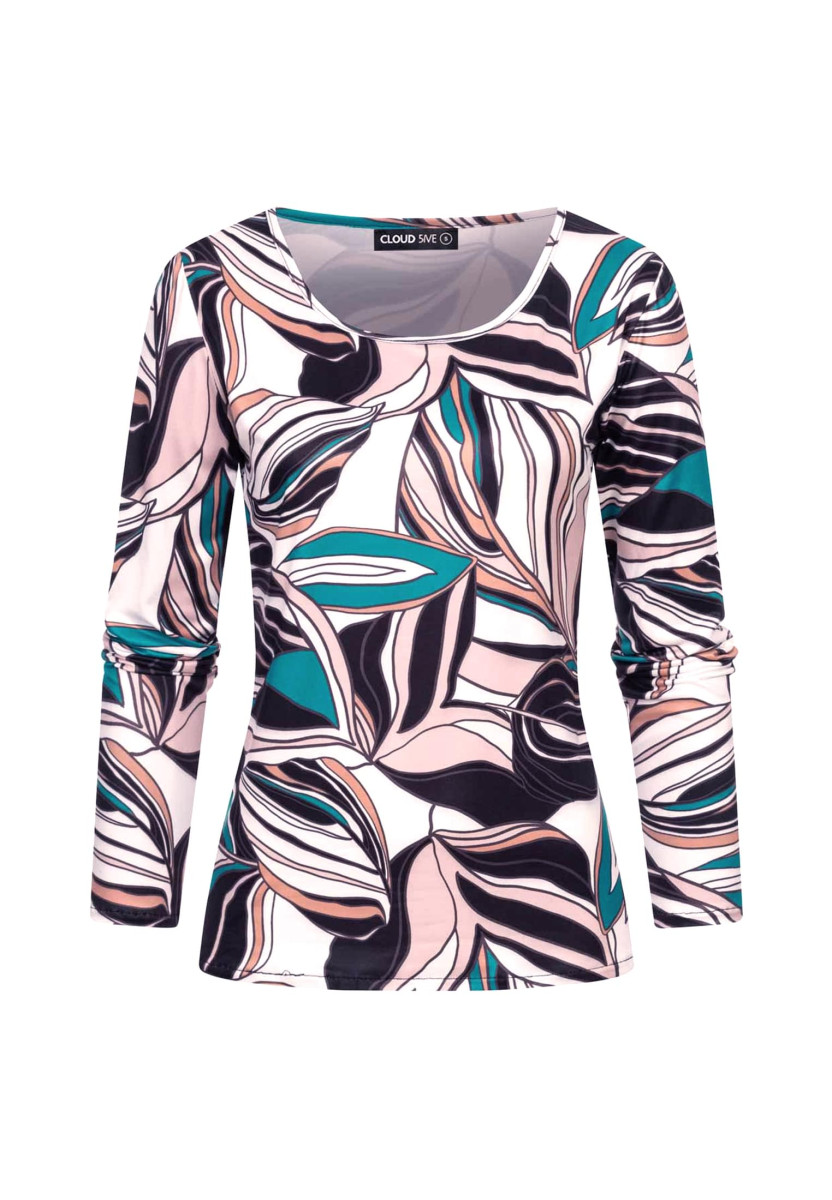 Langarm Top mit Bl?tter Print