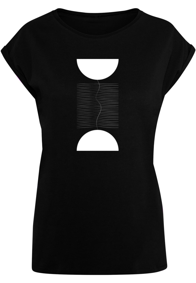 Ladies Abstract Lines Extended Shoulder Tee