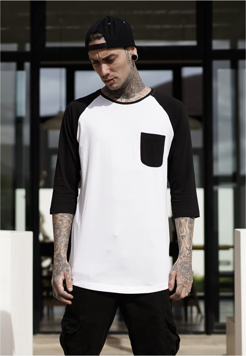 Long Raglan 3/4 Sleeve Pocket Tee