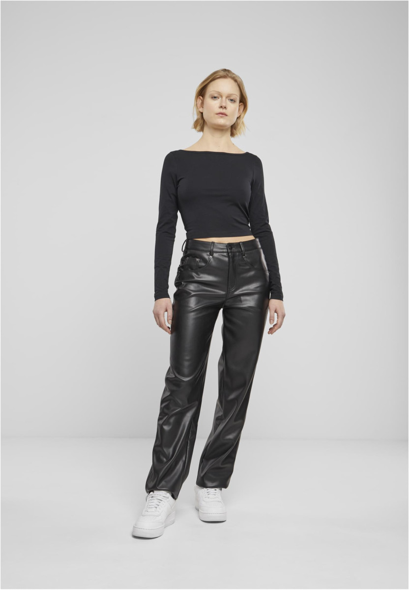 Ladies Straight Leg Synthetic Leather Pants