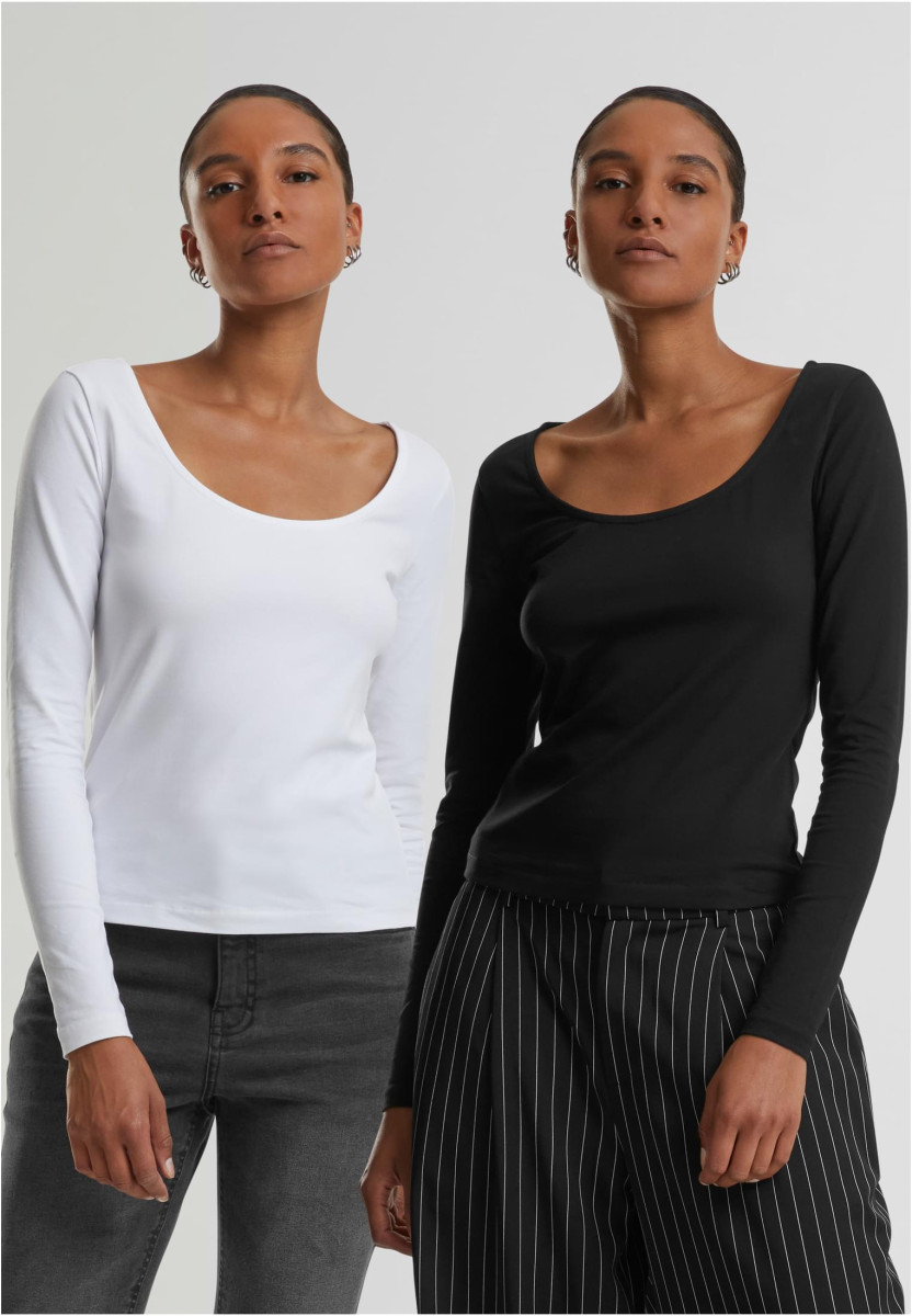 Ladies Wide Neck Longsleeve 2-Pack