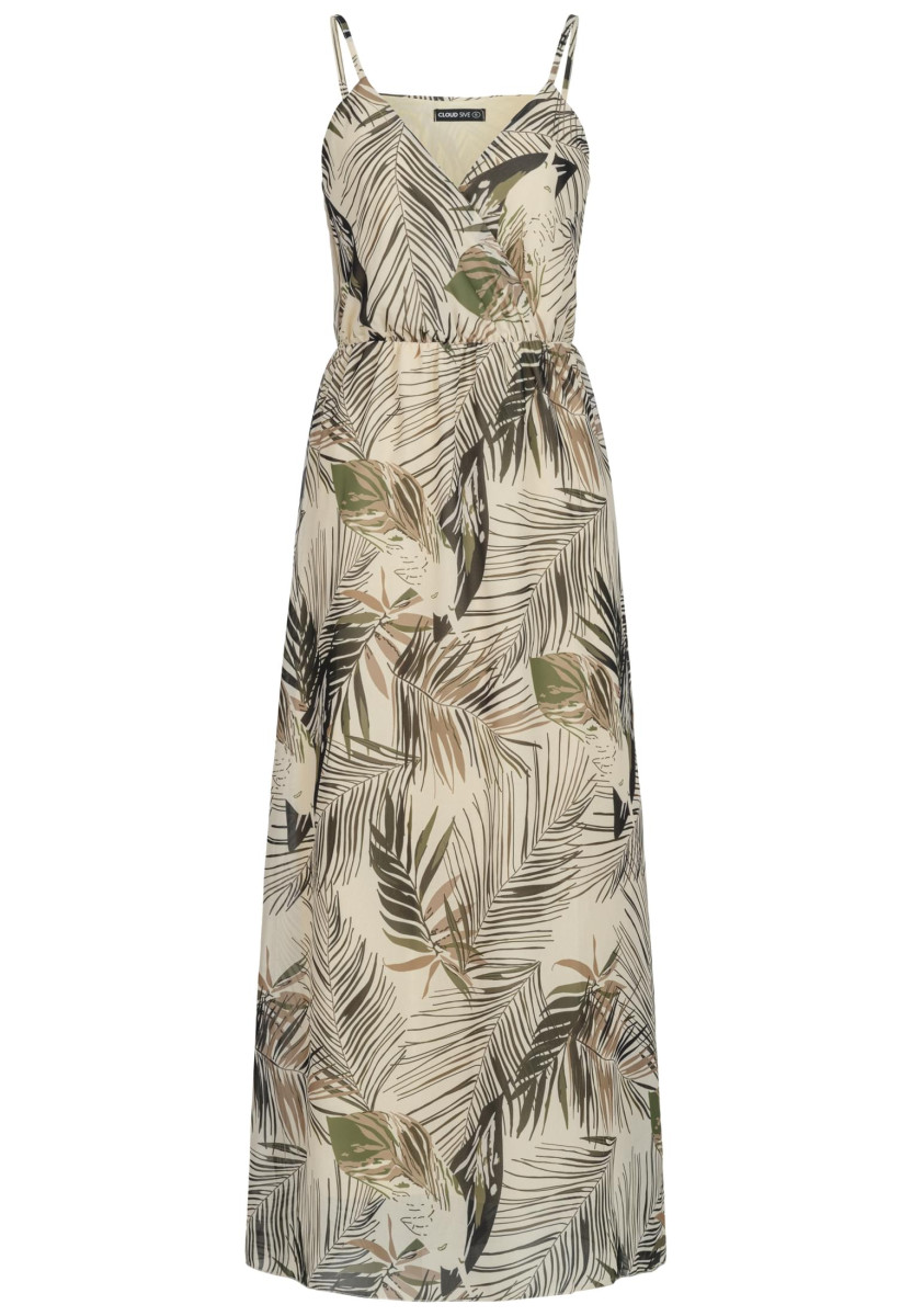 2-Layered Maxi-Dress Tropical Print