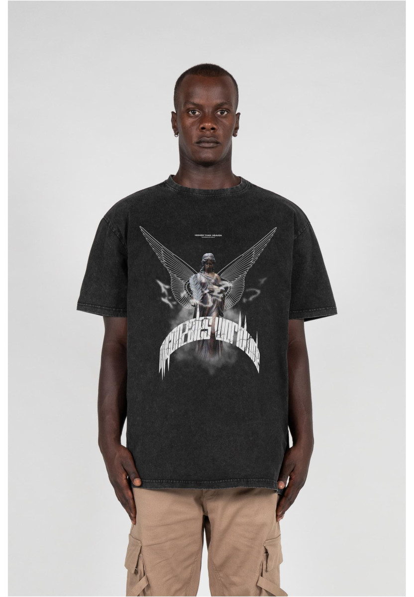 HIGHER THAN HEAVEN white V.1 Acid Washed Heavy Oversize Tee
