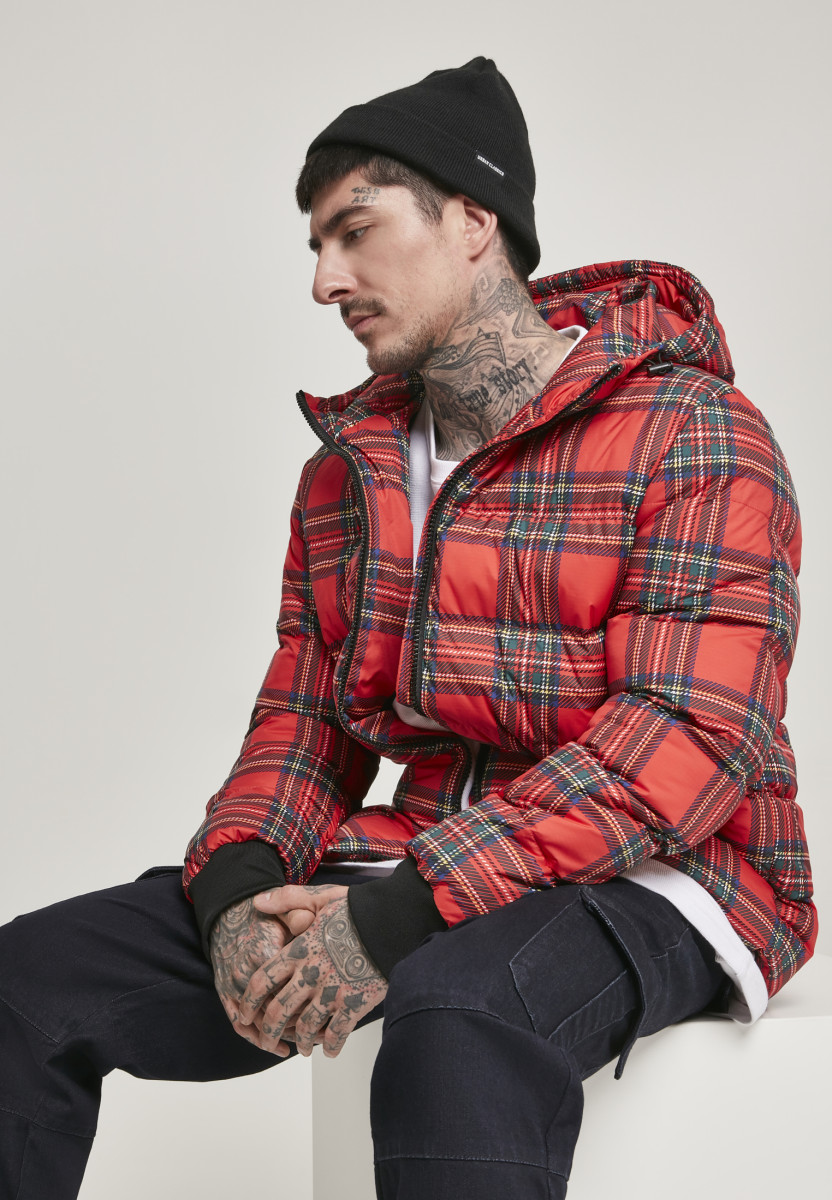 Hooded Check Puffer Jacket