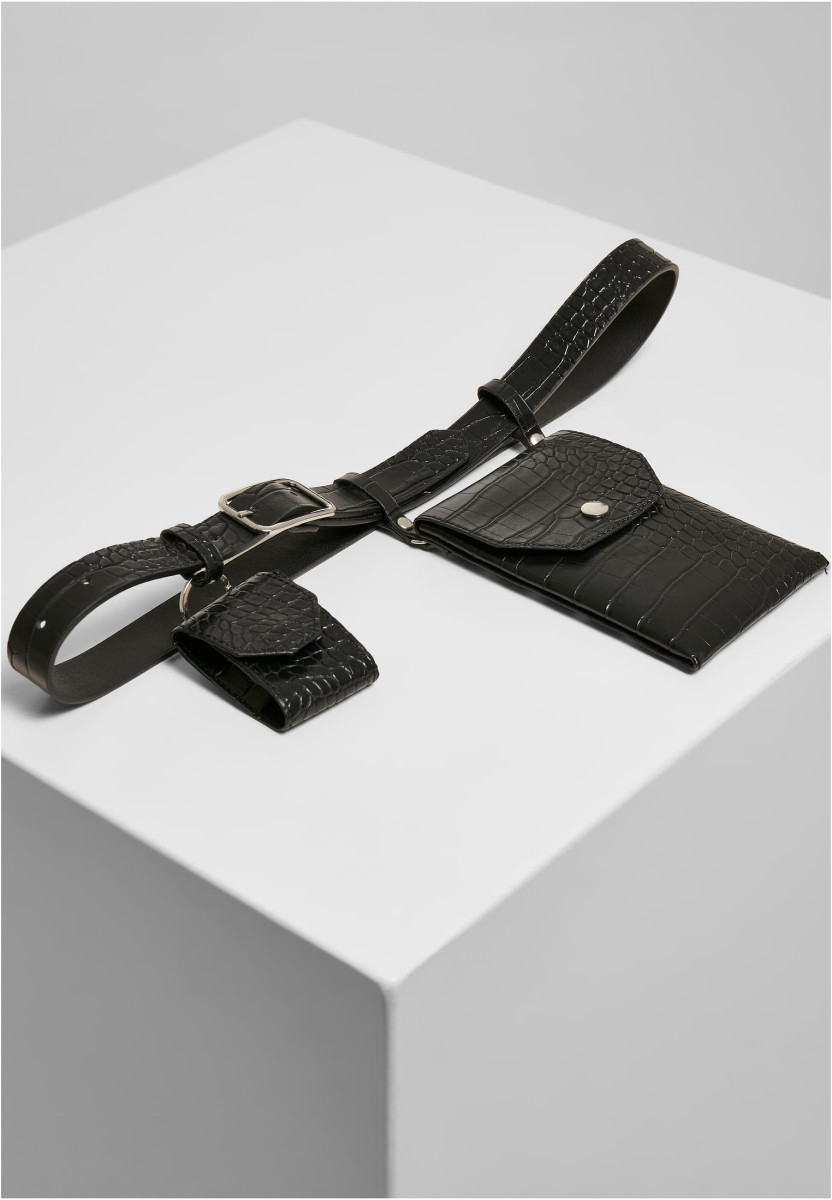 Croco Synthetic Leather Belt With Pouch