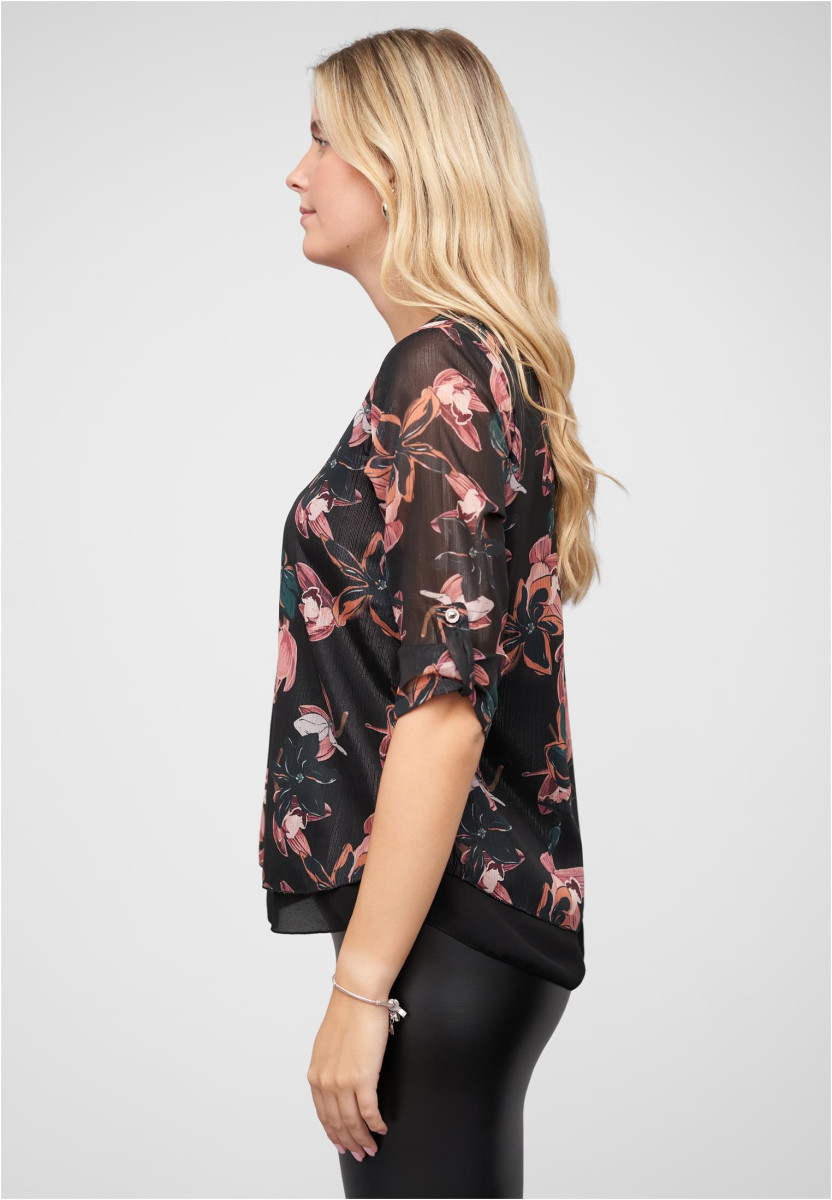 Chiffon Top mit Zipper und Flower Print