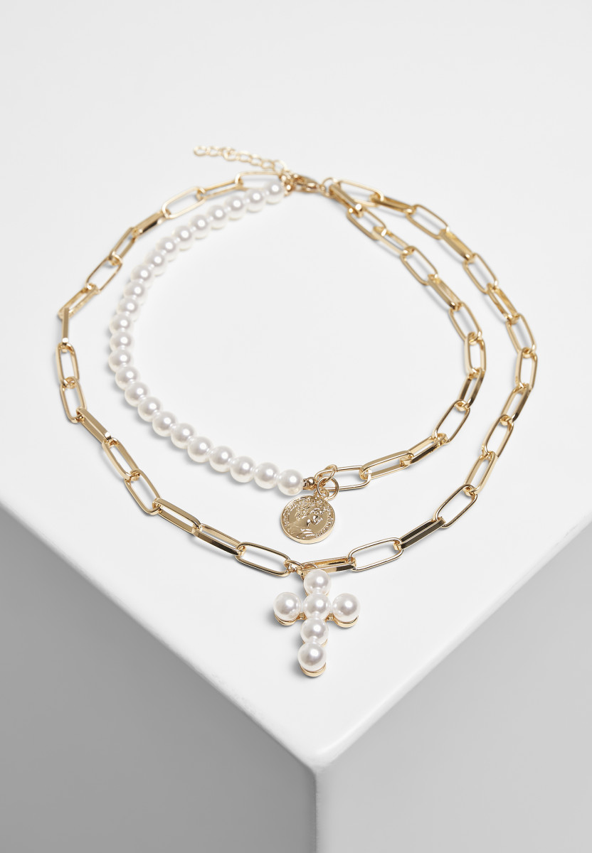 Pearl Cross Layering Necklace