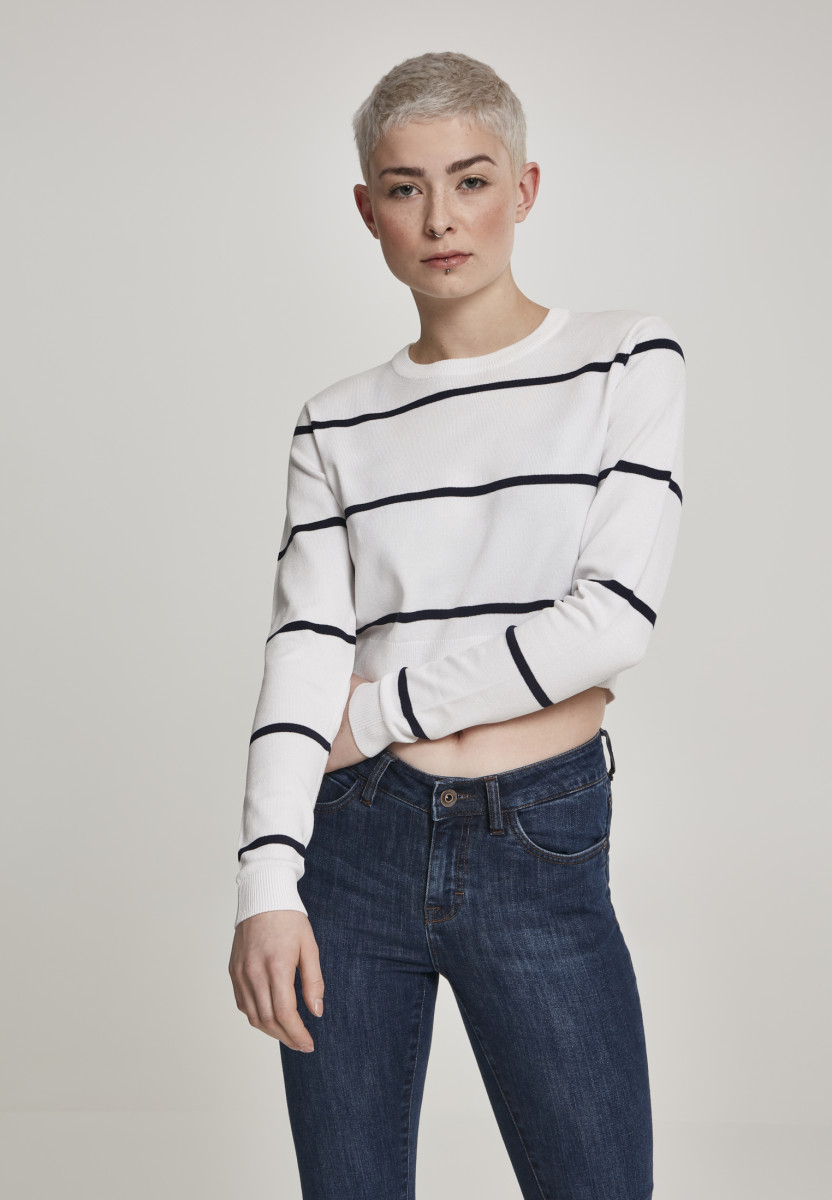 Ladies Short Striped Sweater