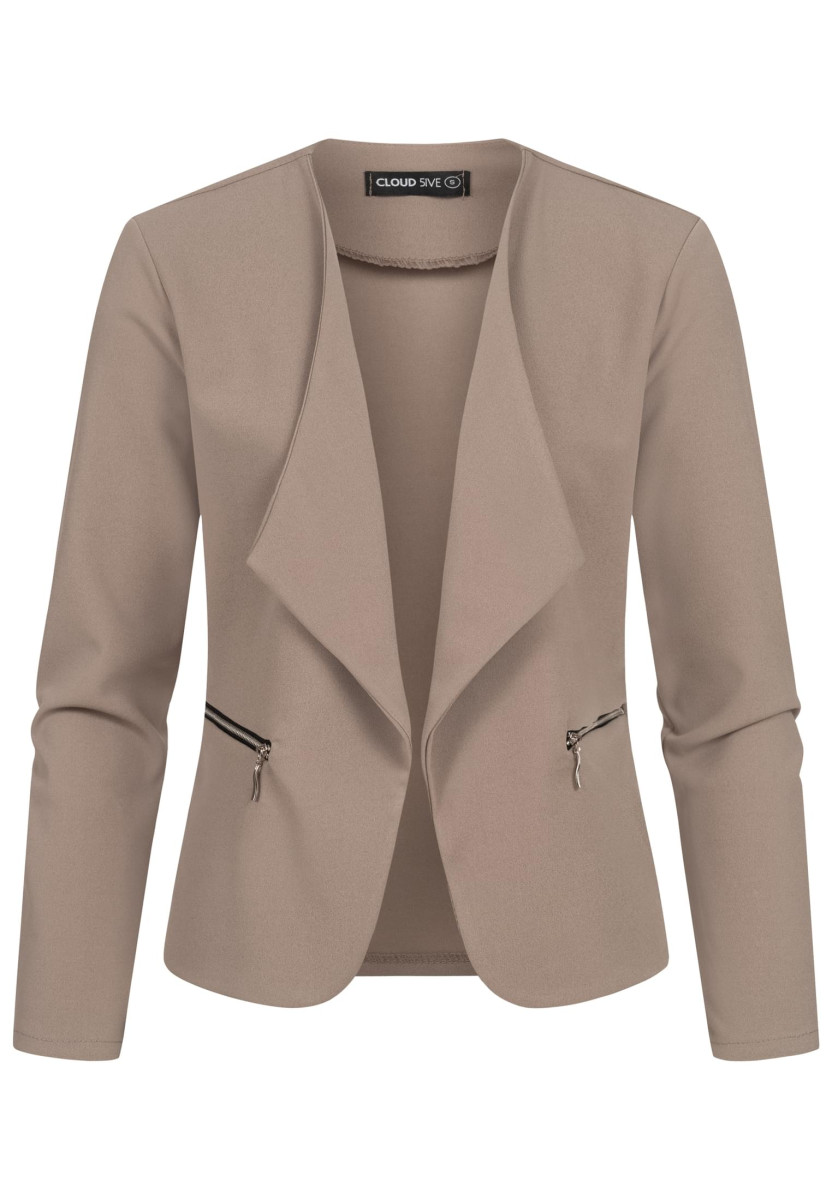 Cloud5ive Damen Blazer mit 2-Zip-Pockets und Reverskragen