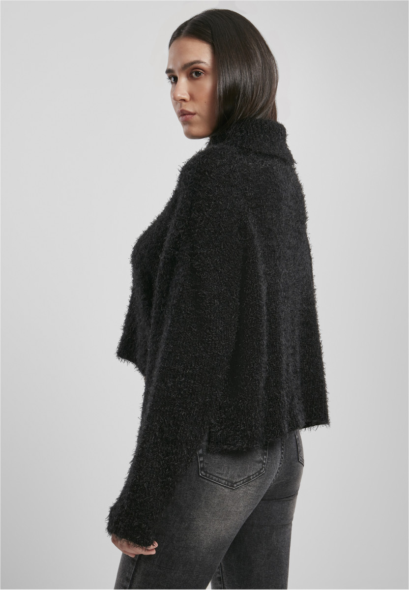 Ladies Oversized Turtleneck Feather Sweater