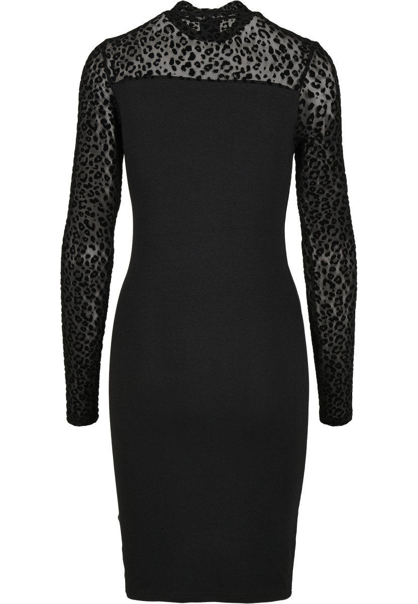 Ladies Flock Lace Turtle Neck Dress