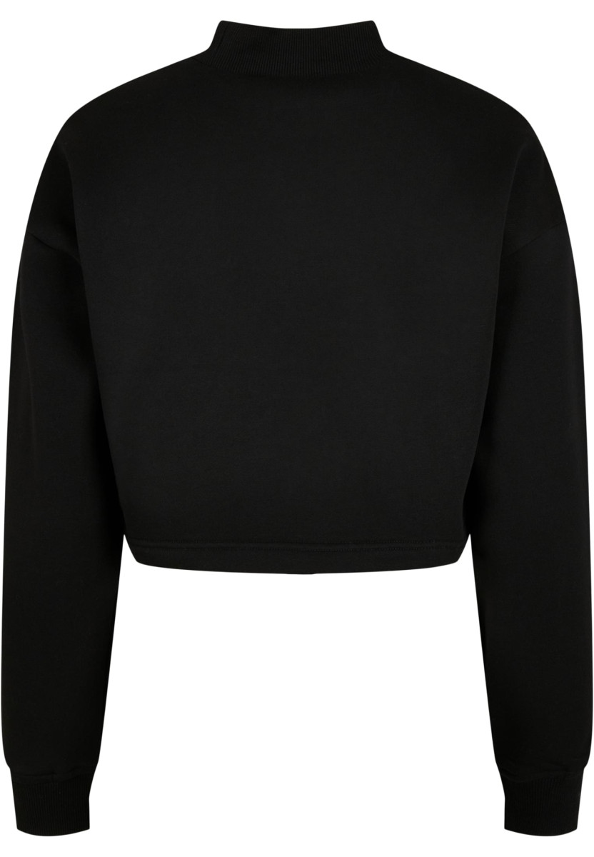 Ladies Cropped Oversized Sweat High Neck Crew