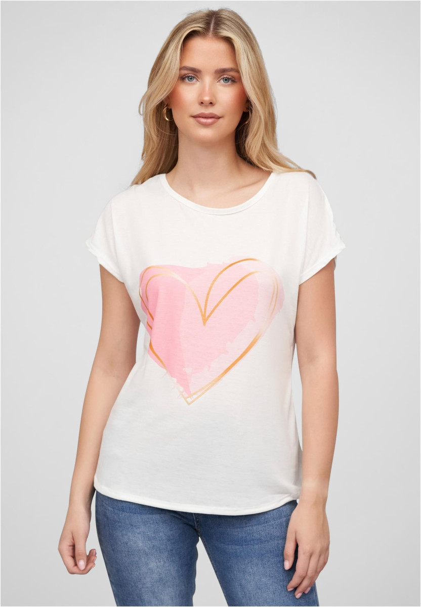 Cloud5ive Damen T-Shirt mit Herz Print und Rundhals