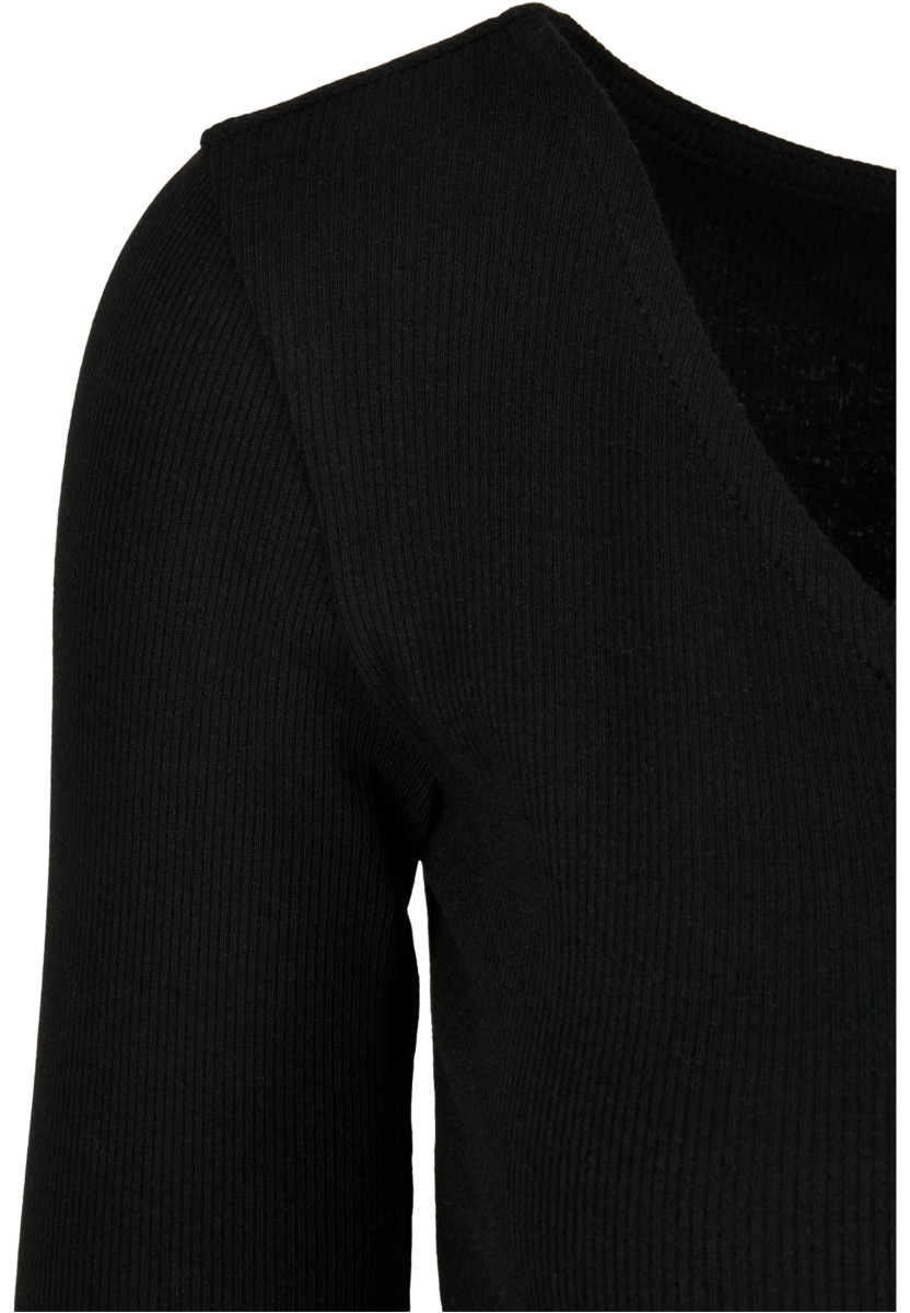 Ladies Cropped Rib Cardigan