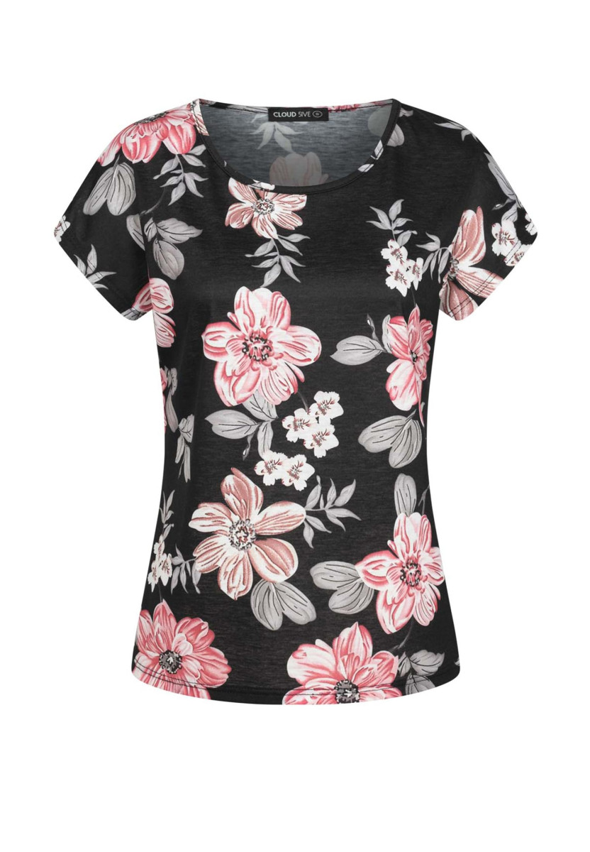 T-Shirt mit Blumenprint und Rundhals