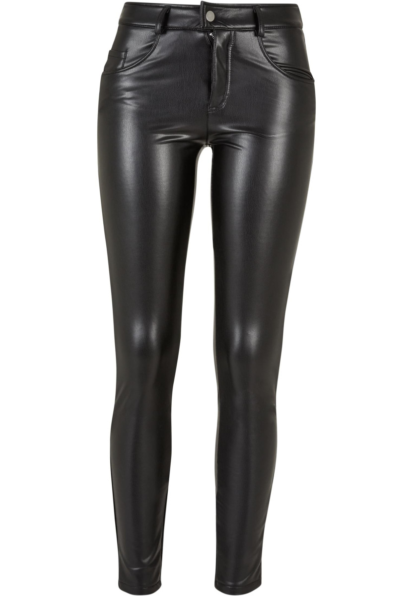 Ladies Mid Waist Synthetic Leather Pants