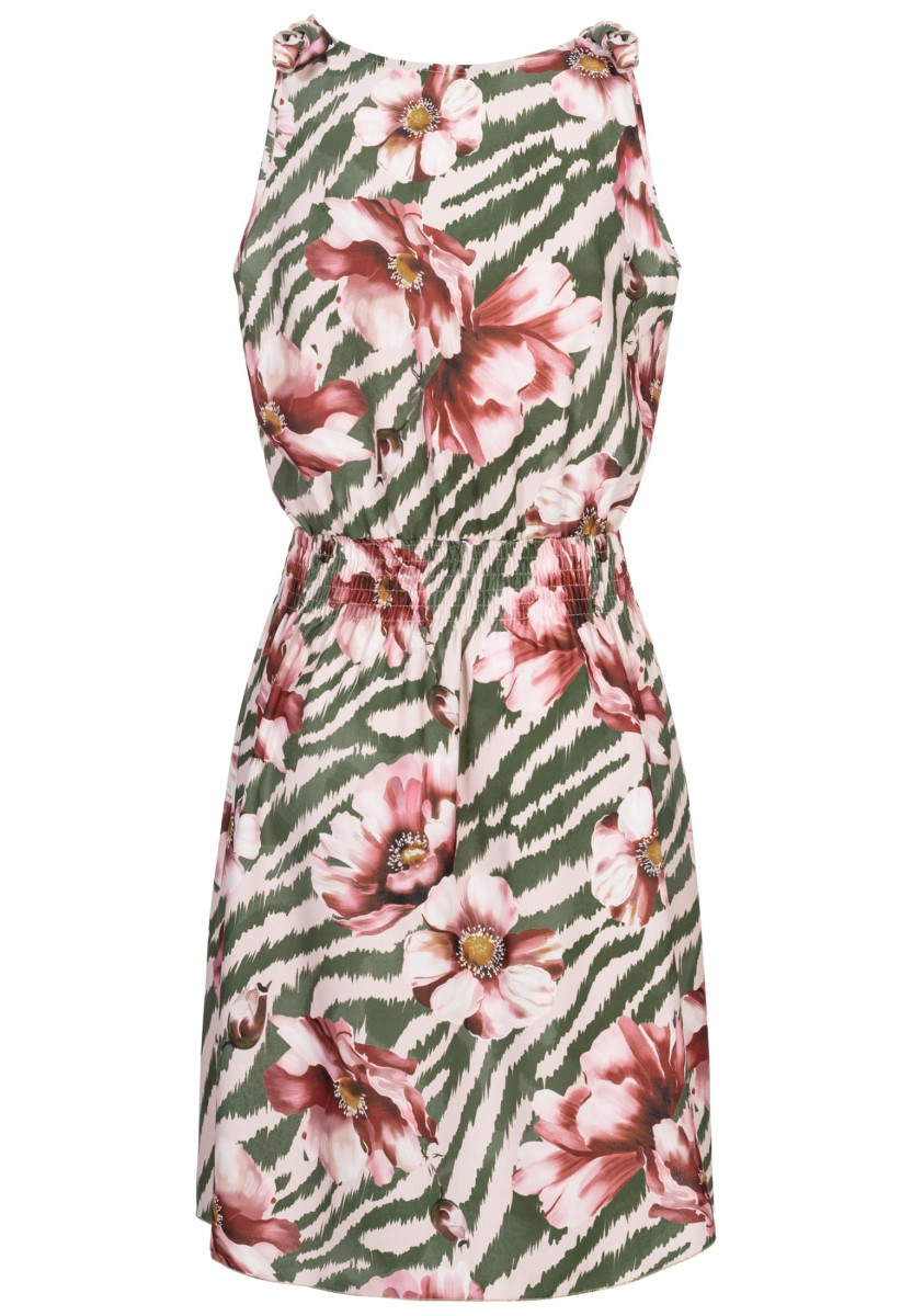 Dress with buttons and knot details flower print
