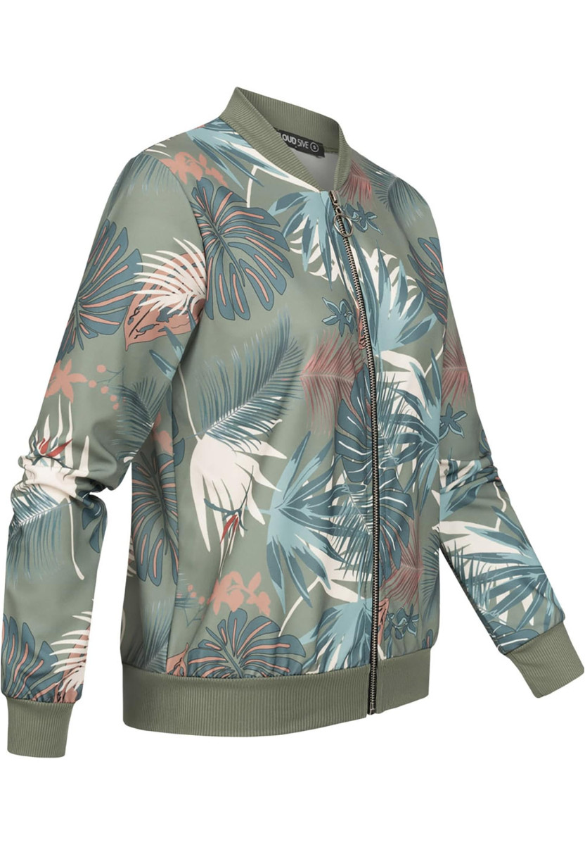 Cloud5ive Damen Blouson Bomberjacke mit Tropical Print