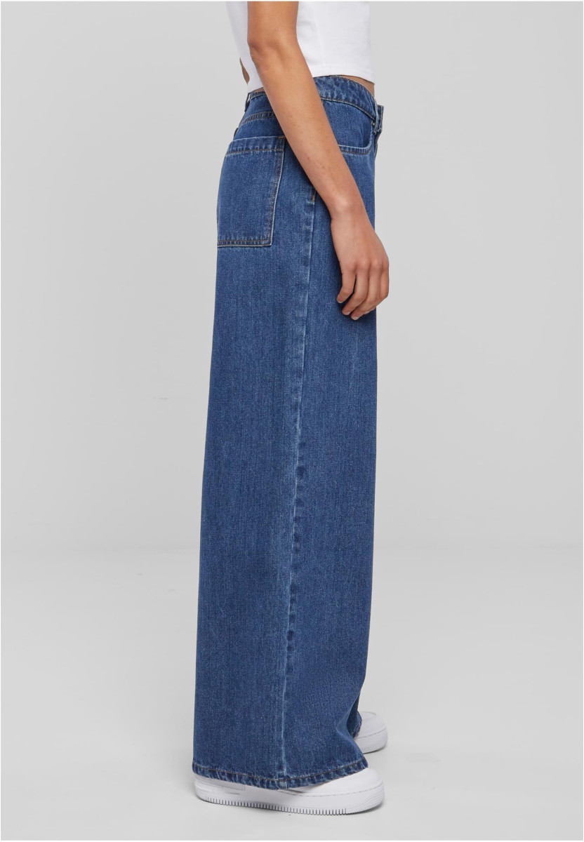 Ladies Mid Waist Wide Denim