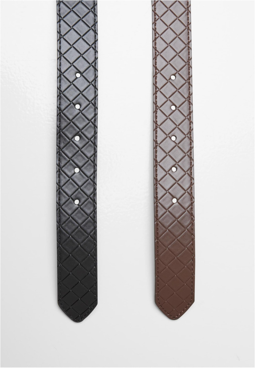 Woven Embossed Synthetic Leather Belt 2-Pack