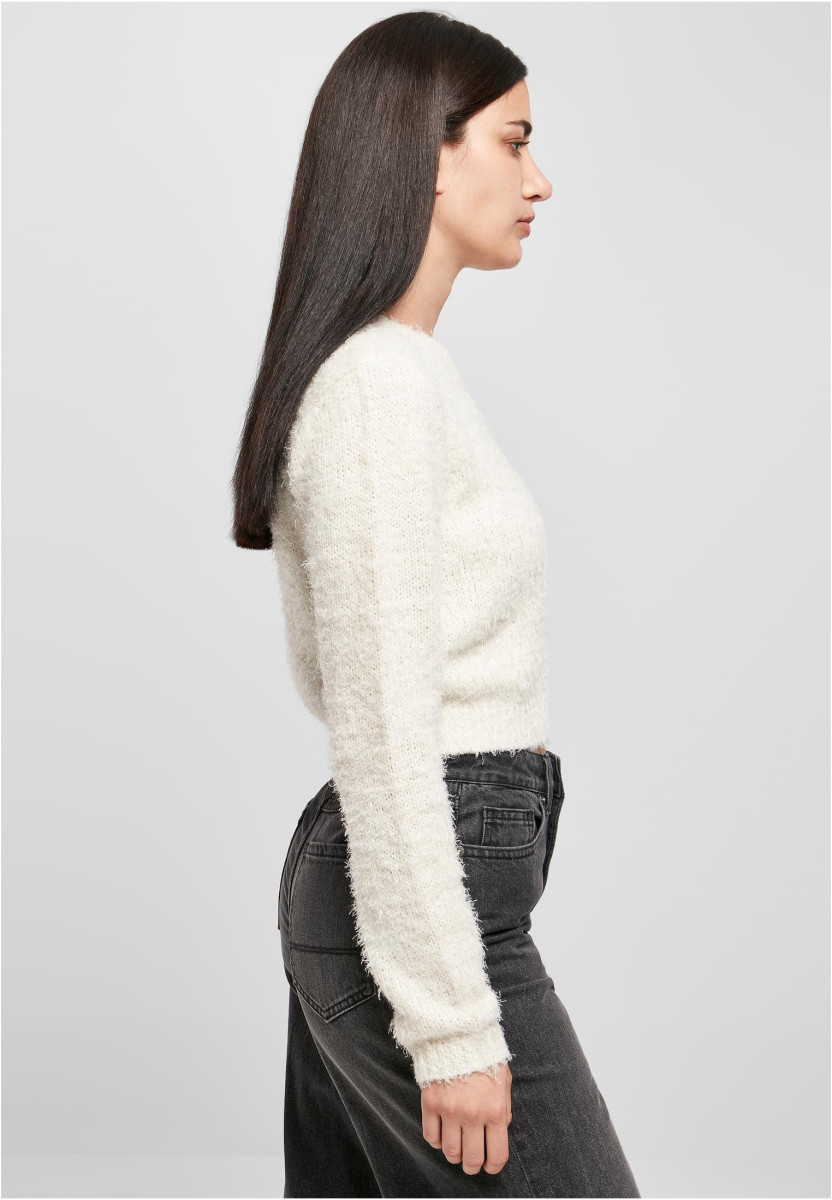 Ladies Cropped Feather Sweater
