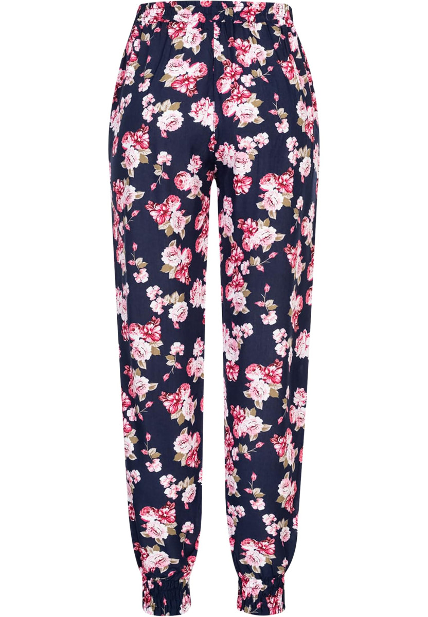 Viskose Hose mit B?ndchen 2-Pockets & Blumen Print