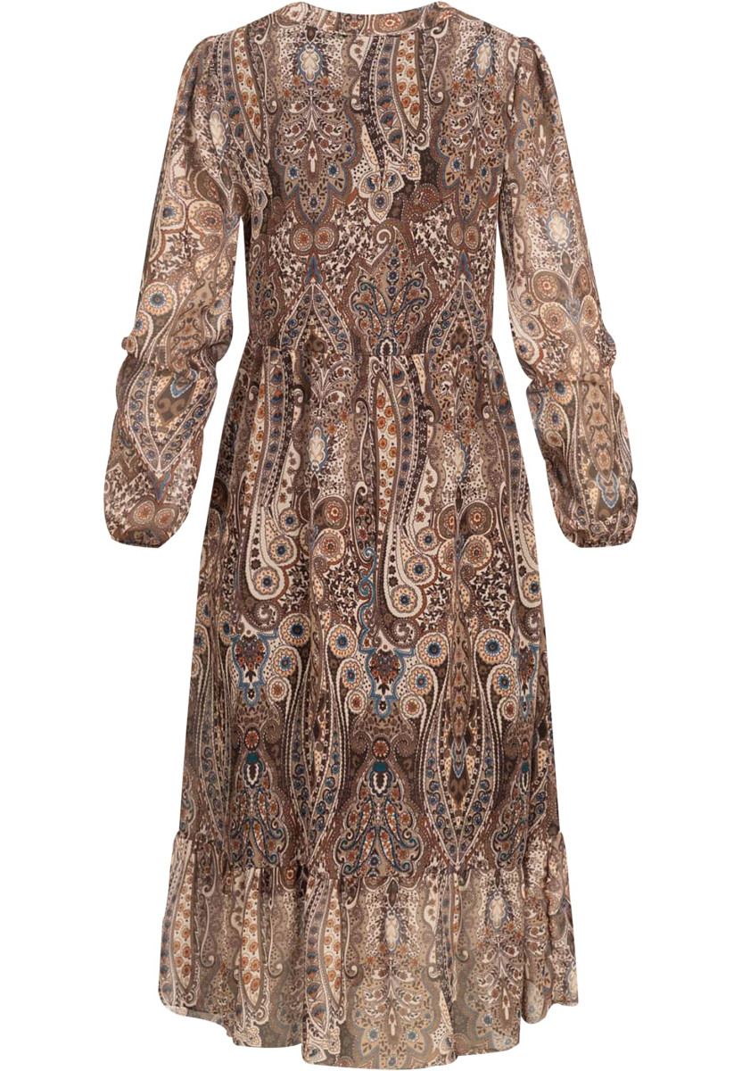 V-Neck Kleid mit Knopfleiste Paisley Print 2-lagig