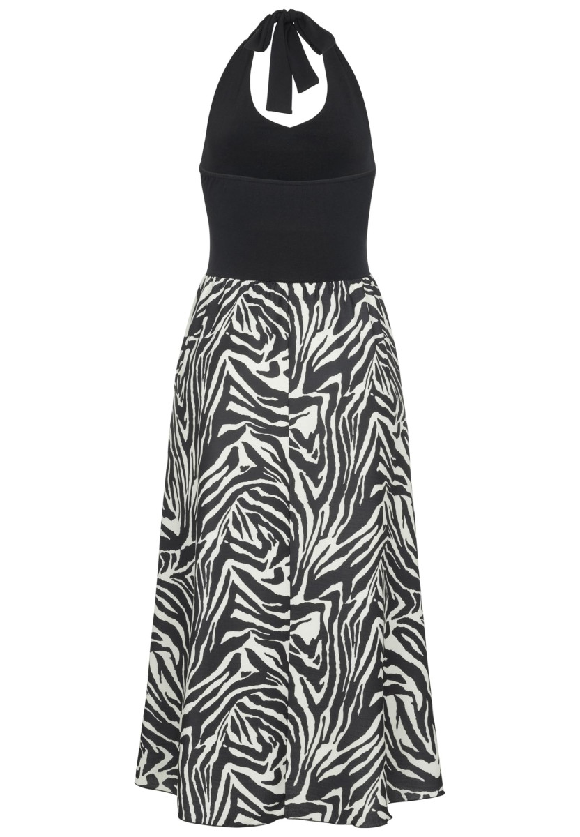 Maxi Neckholder-Dress with zebra print