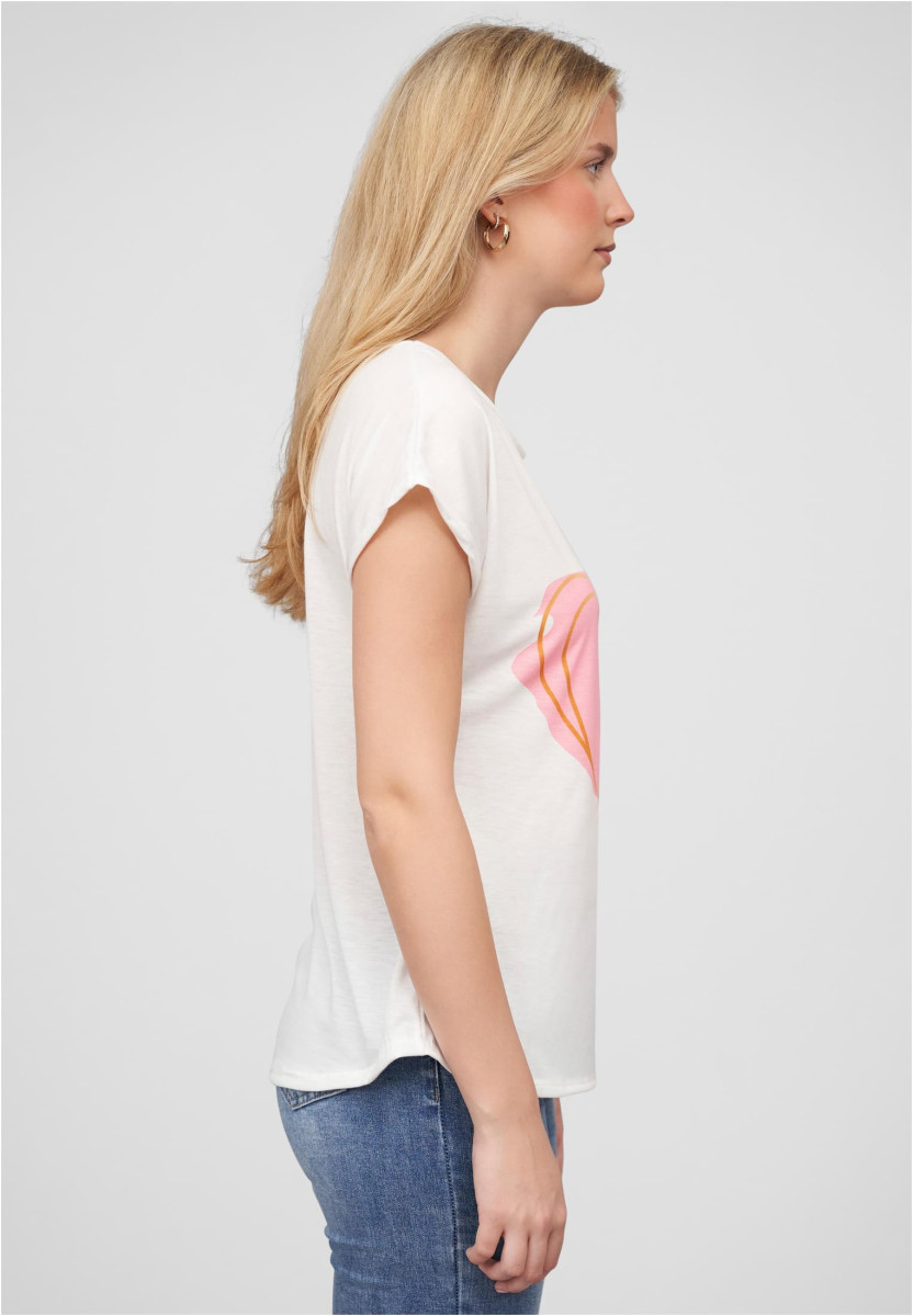 Cloud5ive Damen T-Shirt mit Herz Print und Rundhals