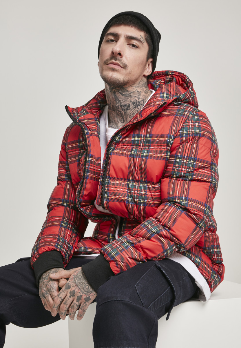 Hooded Check Puffer Jacket