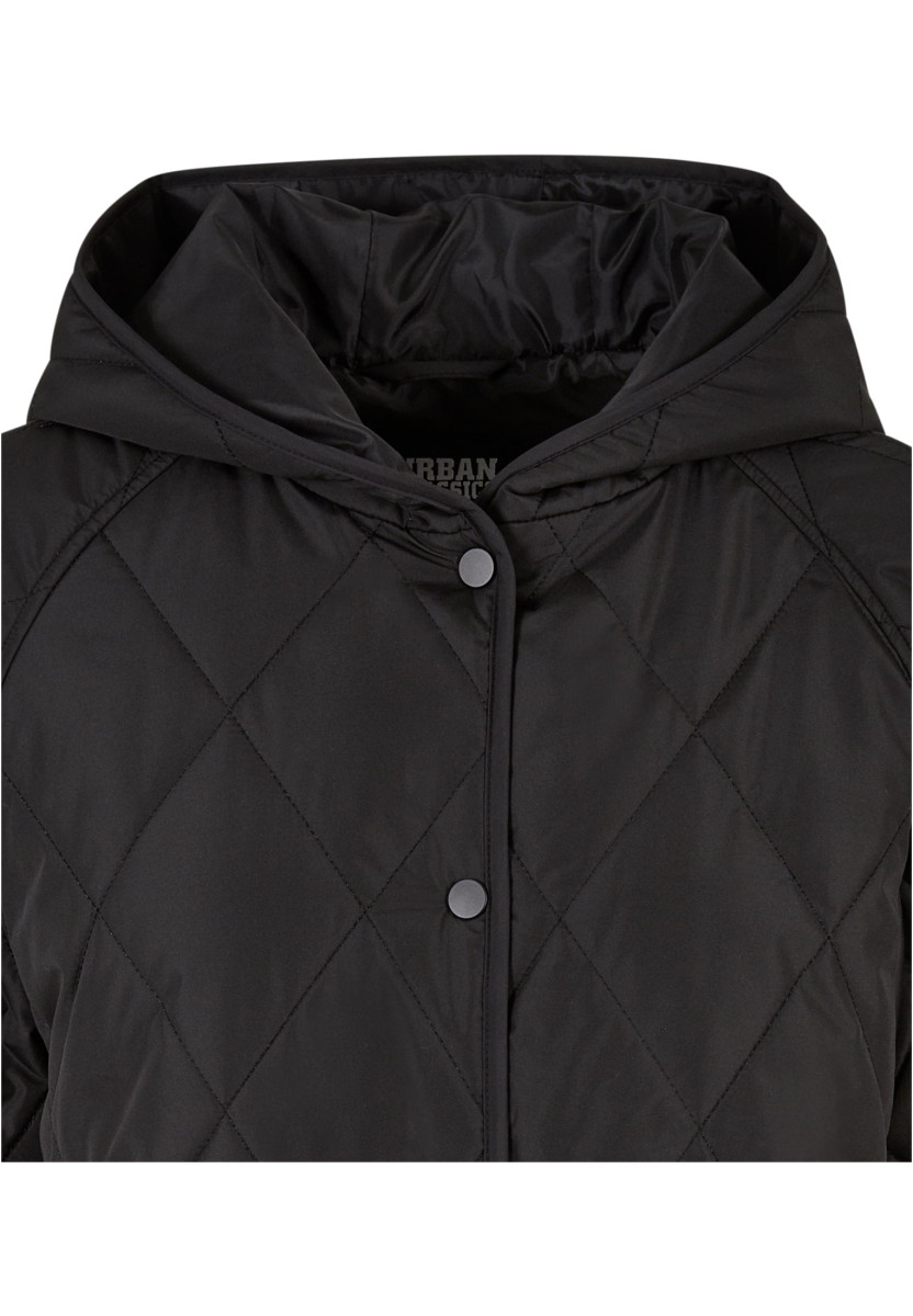 Ladies Oversized Diamond Quilted Hooded Jacket