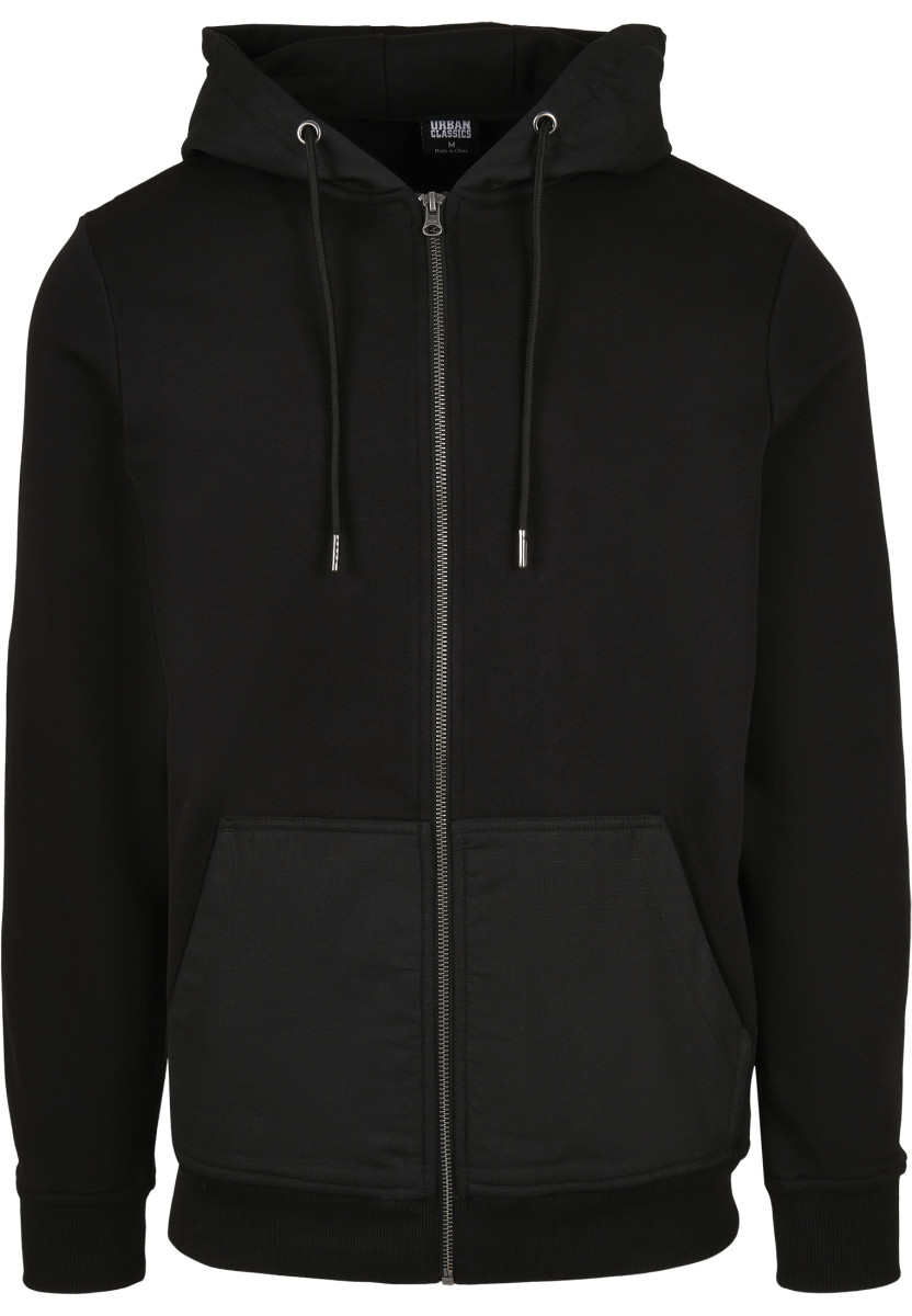 Fabric Mix Zip Hoody