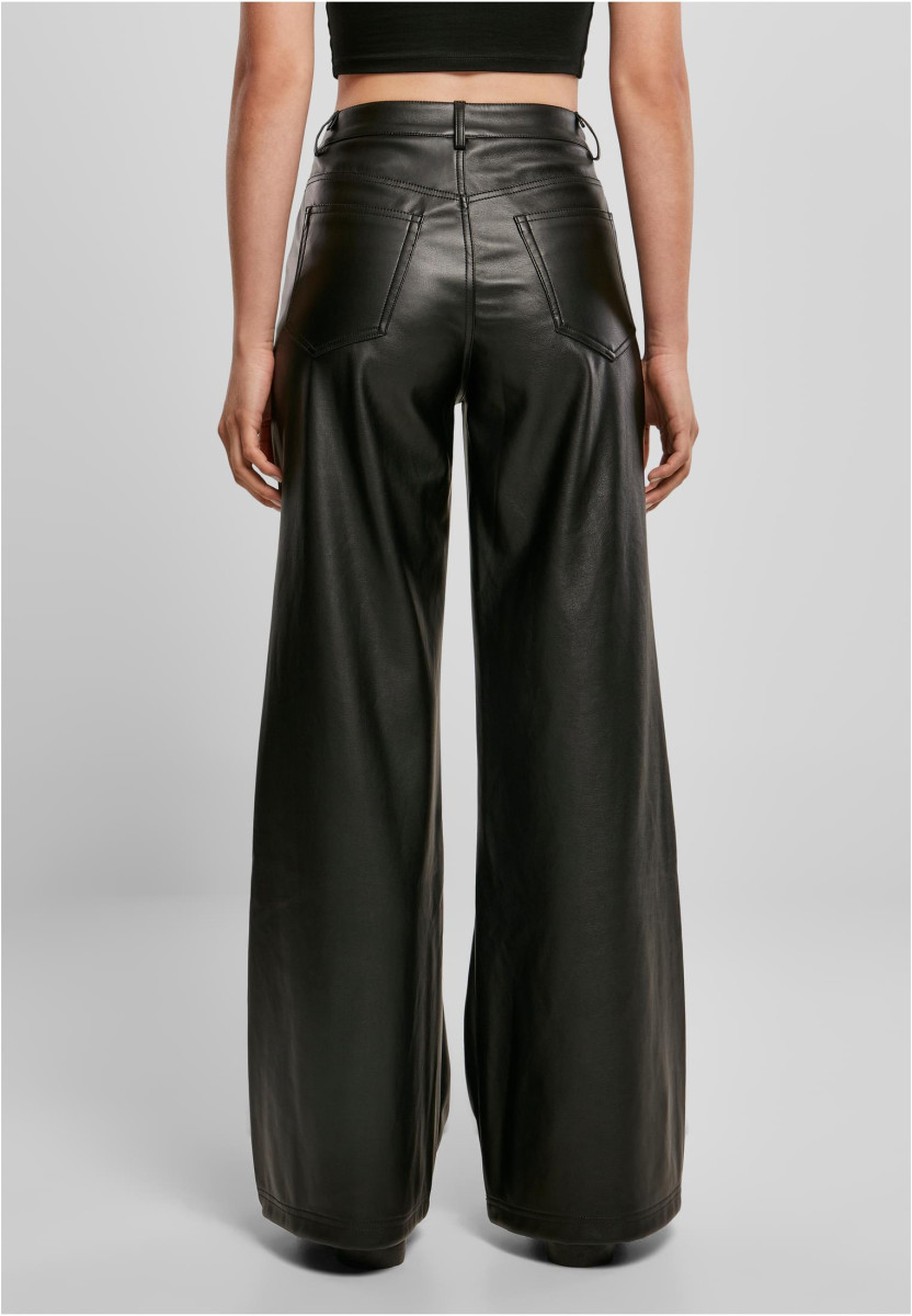 Ladies Faux Leather Wide Leg Pants