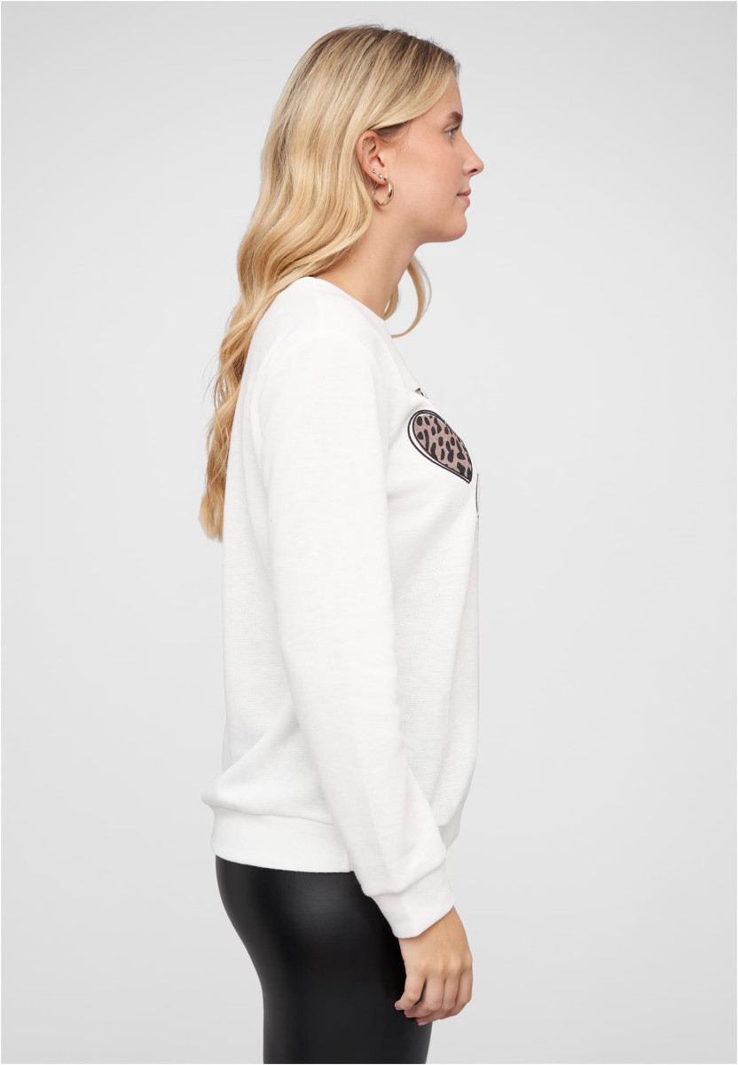 Pullover Sweater mit Have Fun und Leo-Print Herzen