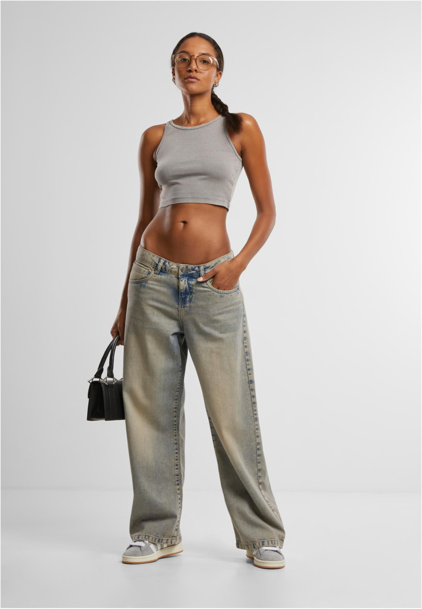 Ladies Washed Rib Jersey Cropped Top 2Pack