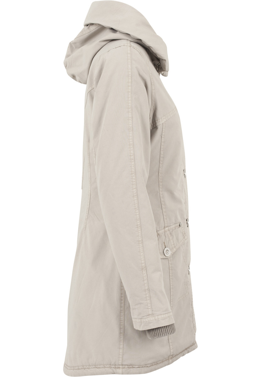 Ladies Garment Washed Long Parka