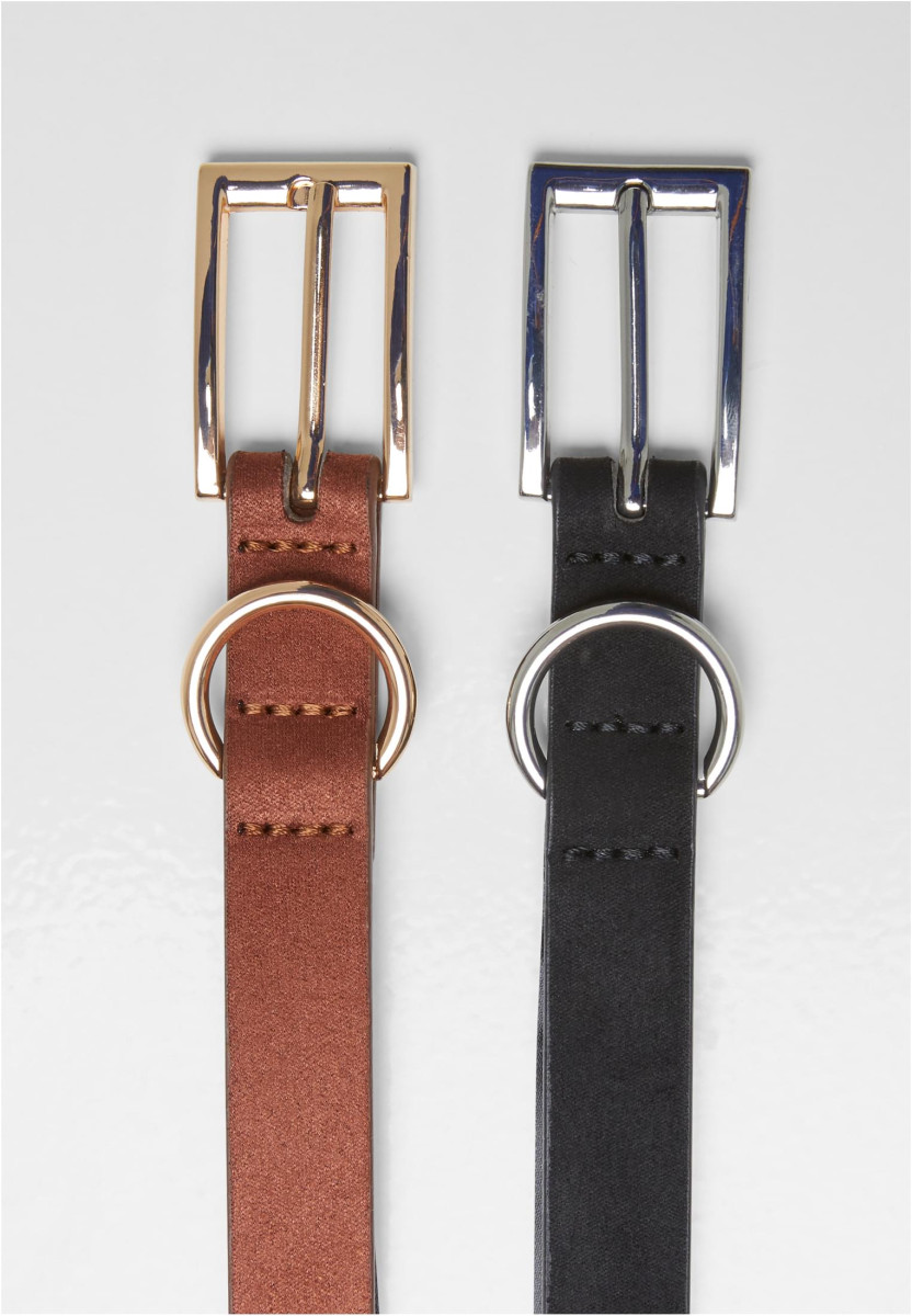 Slim Synthetic Velour Leather Belt 2-Pack