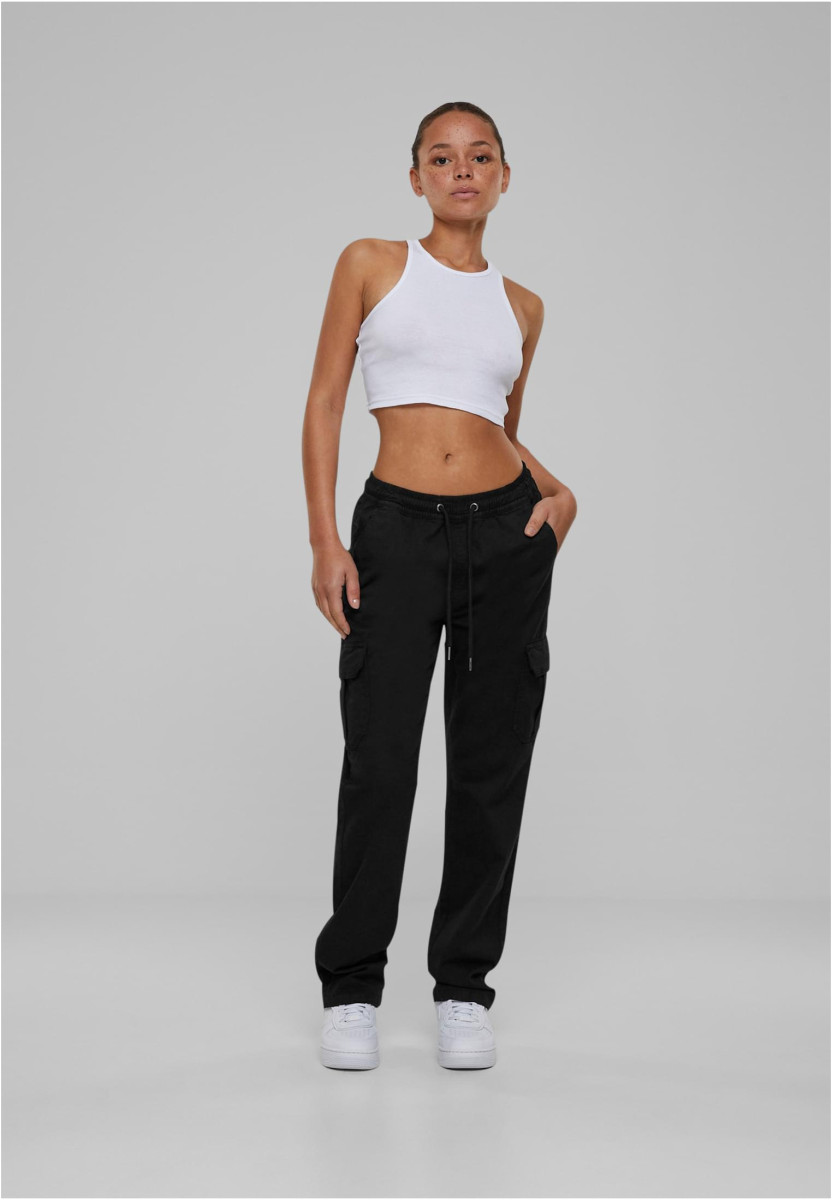 Ladies High Waist Twill Cargo Pants