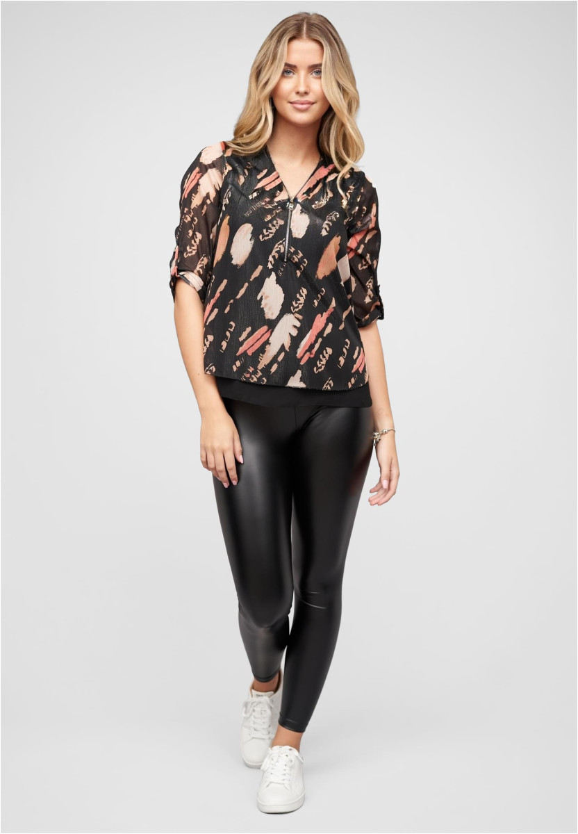 Chiffon Top mit Zipper und Print