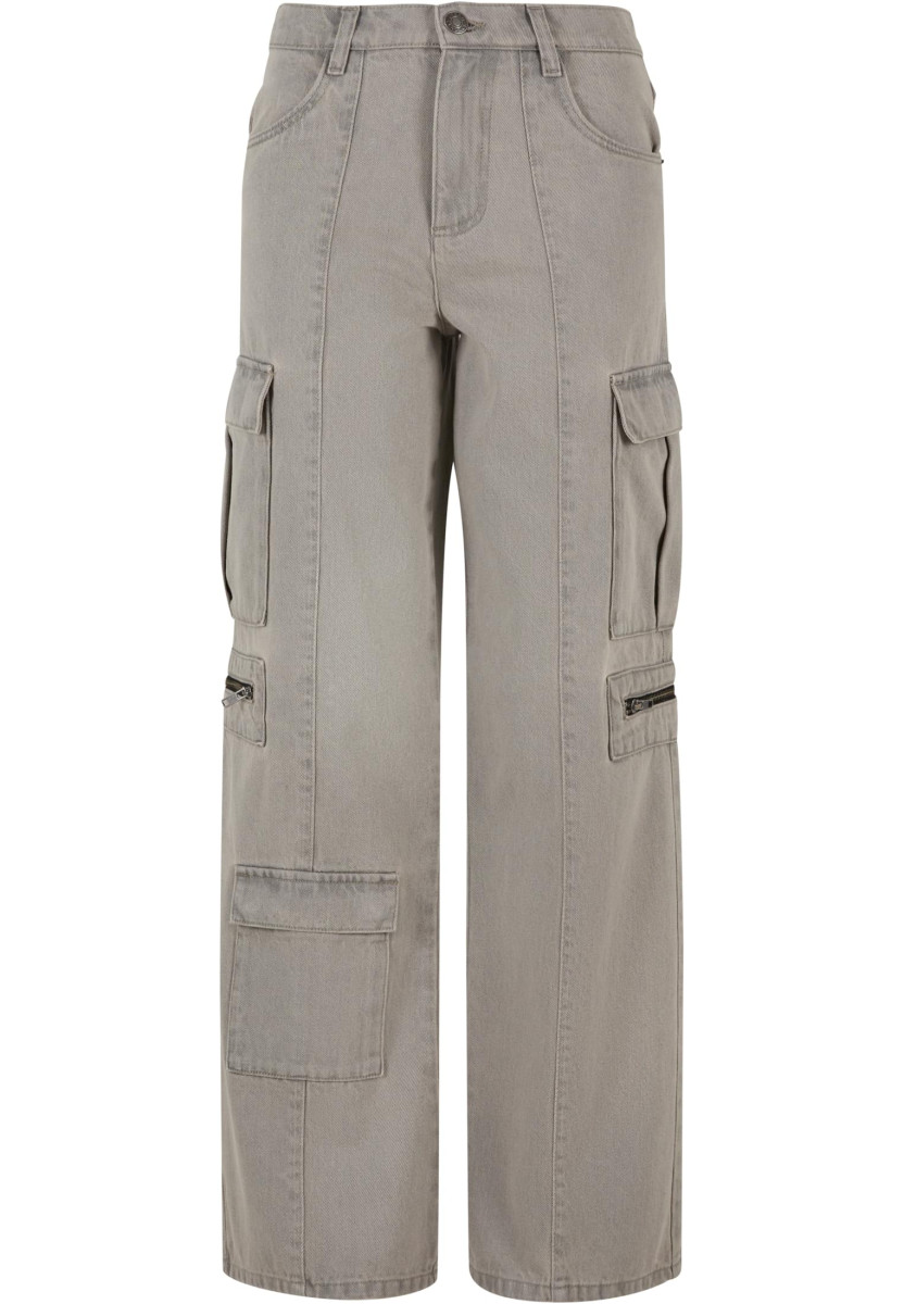 Ladies Loose Utility Denim Pants