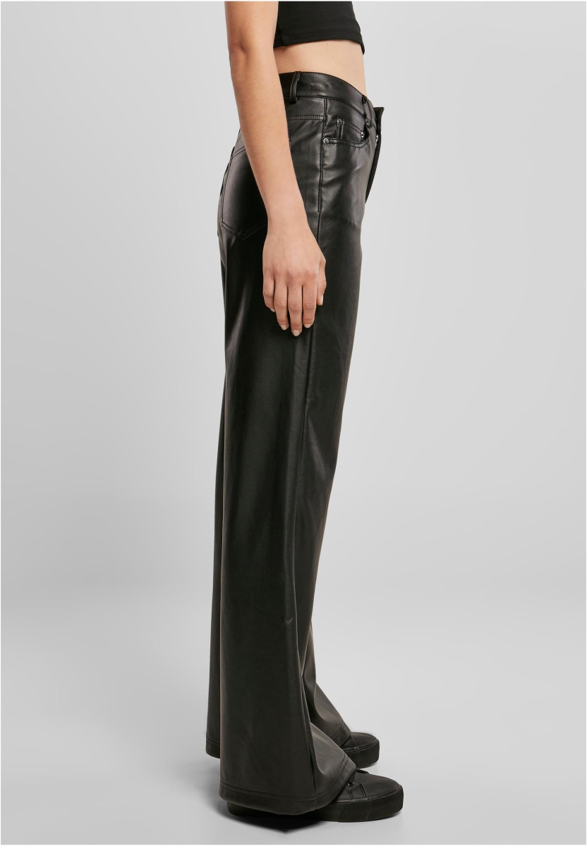 Ladies Faux Leather Wide Leg Pants