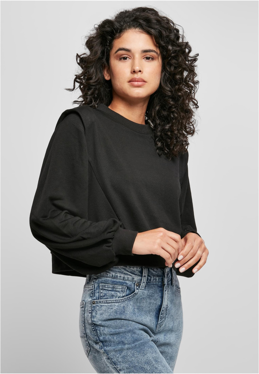 Ladies Padded Shoulder Modal Terry Crewneck