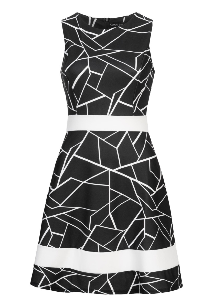 Dress with Abstract Print and Zipper on the back