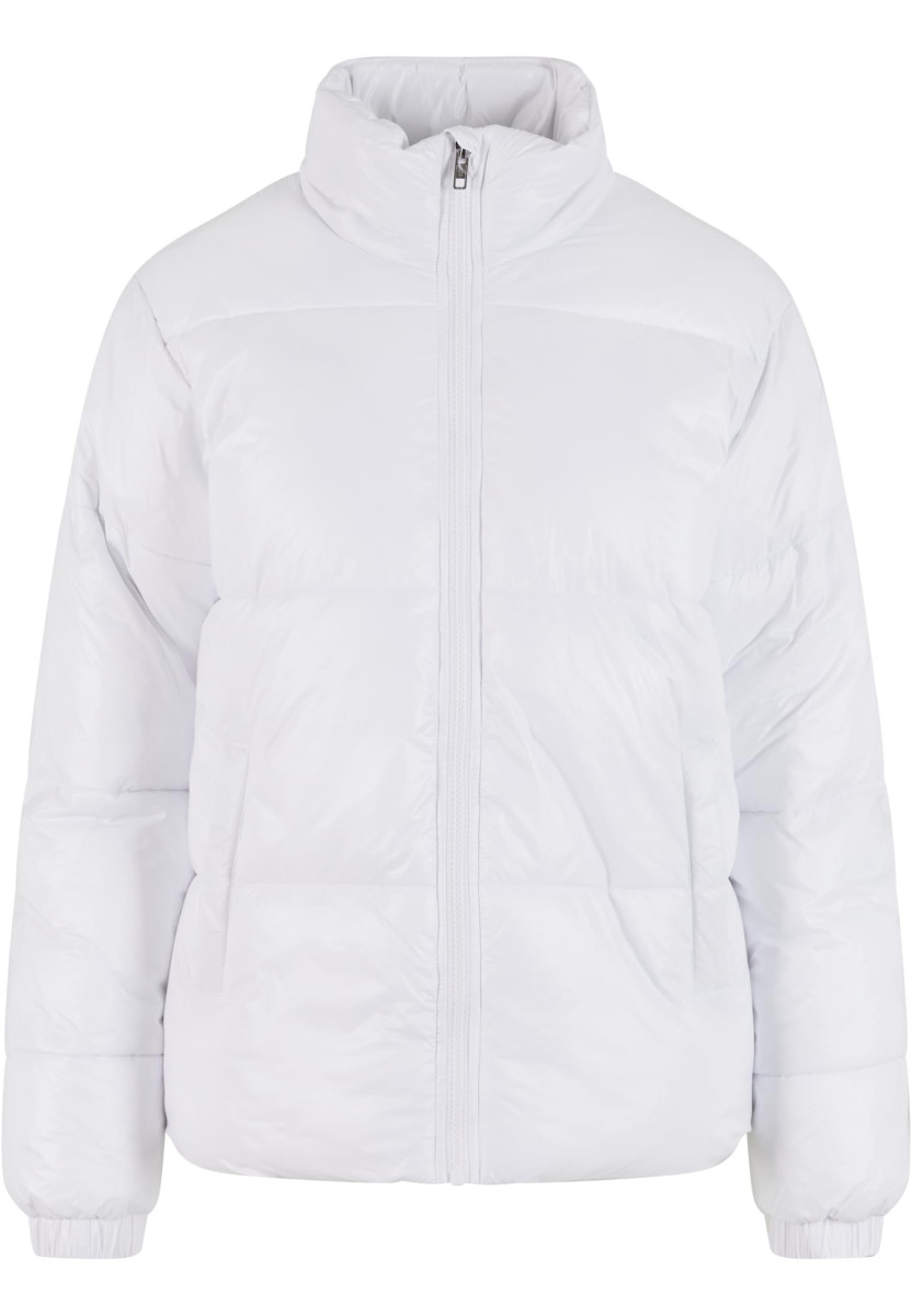 Ladies Recycled Short Shiny Puffer Jacket