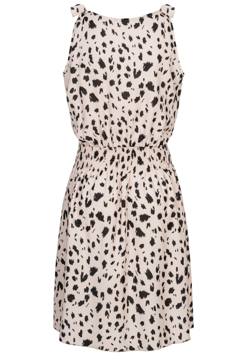Dress with buttons and knot details animal print