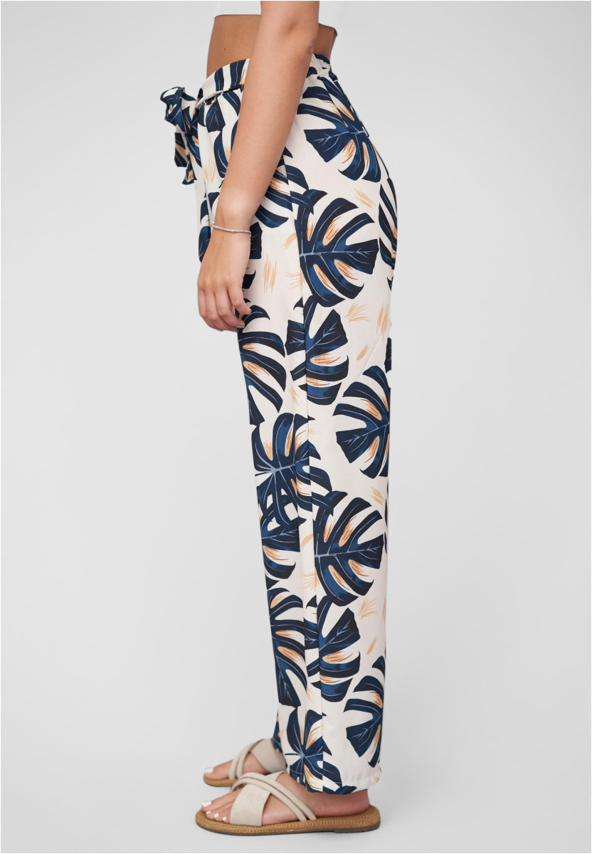 Summer Pants with palm print and tie belt