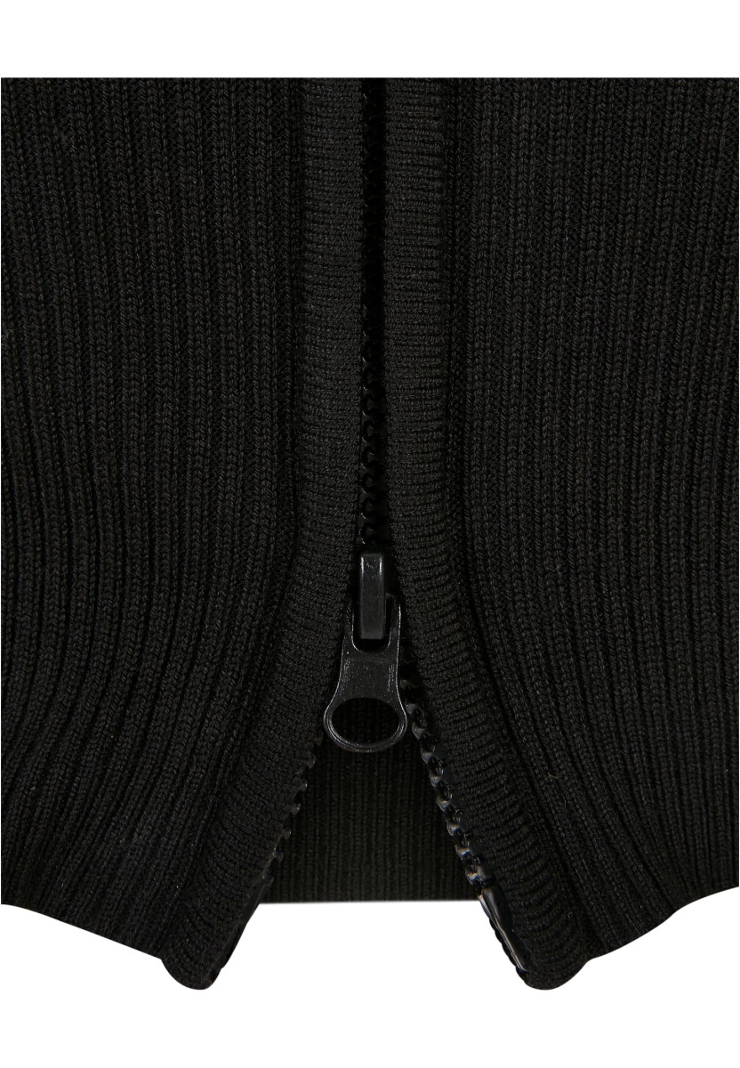 Ladies Cropped Rib Knit Zip Cardigan