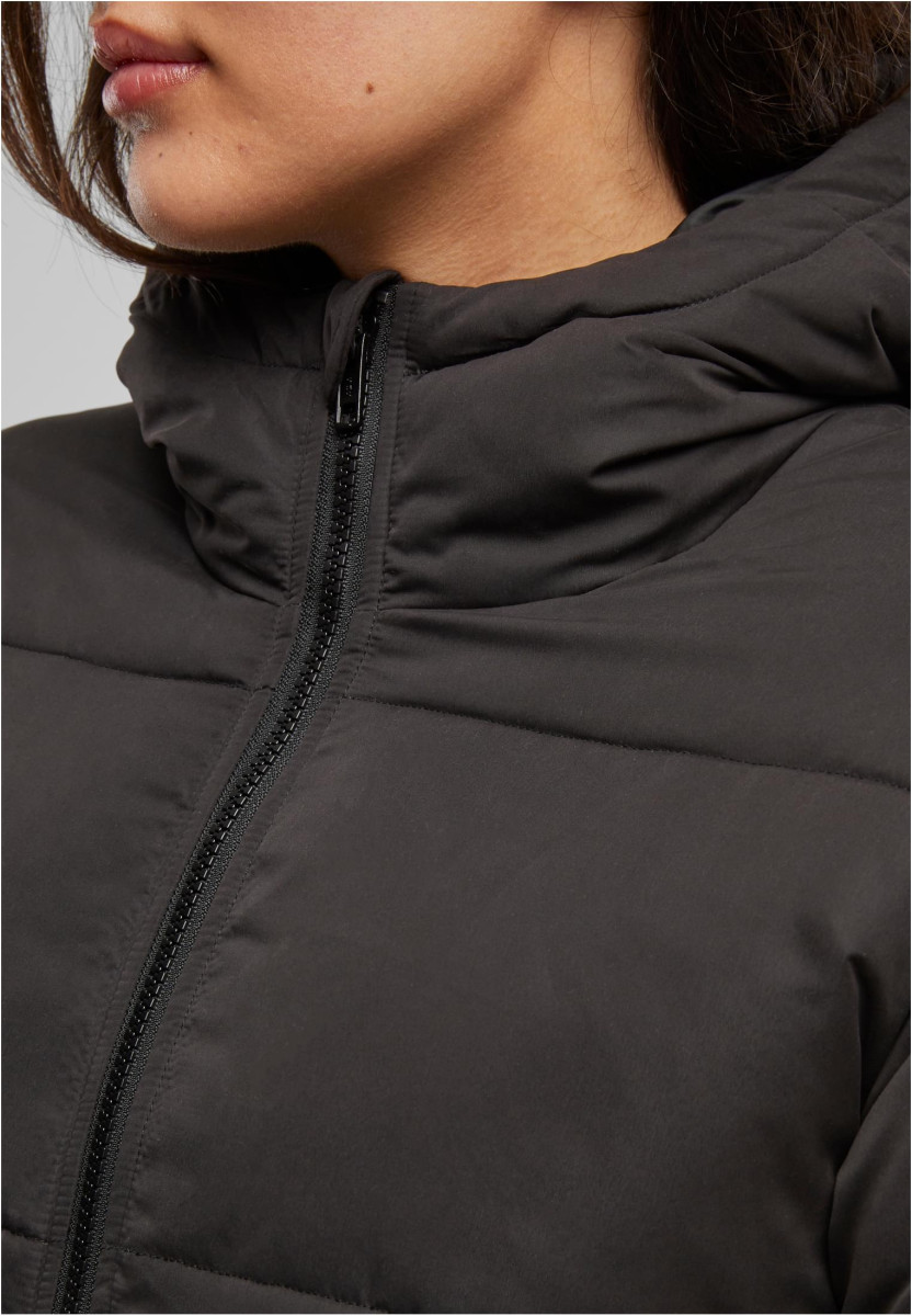 Ladies Peached Puffer Jacket With Hood