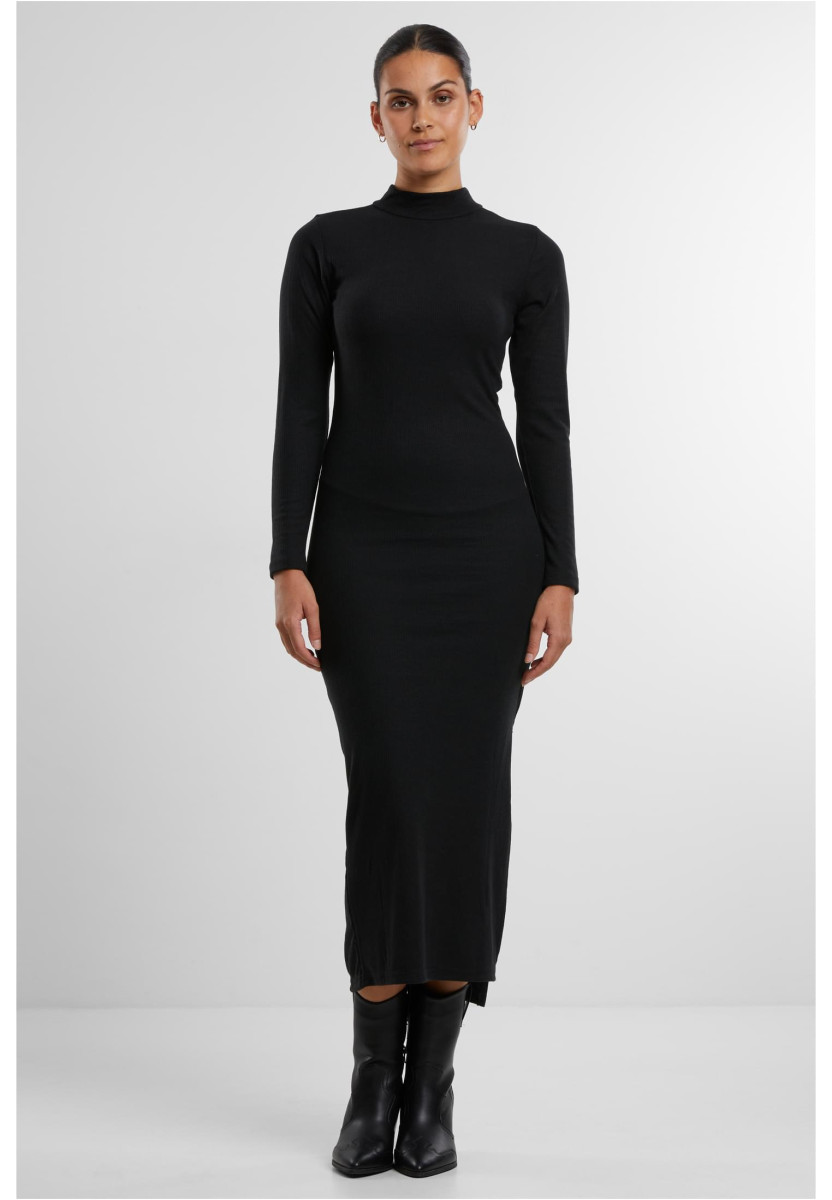 Ladies Rib Longlseeve Mockneck Dress